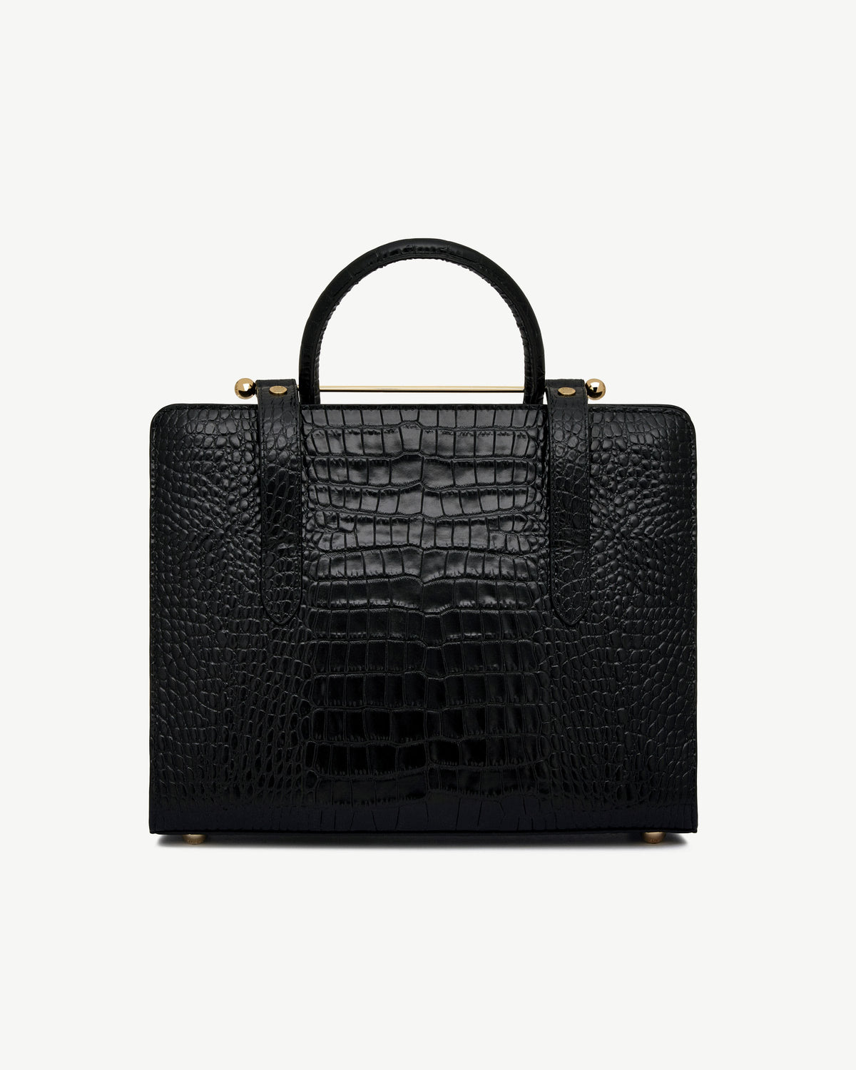 Midi Tote - Croc-Embossed Leather Black