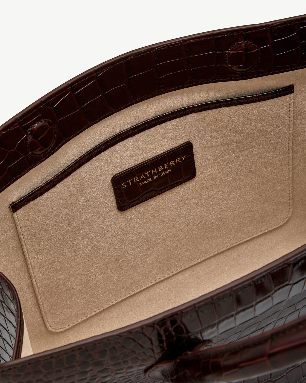 Midi Tote - Croc-Embossed Leather Burgundy