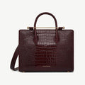 Midi Tote - Croc-Embossed Leather Burgundy