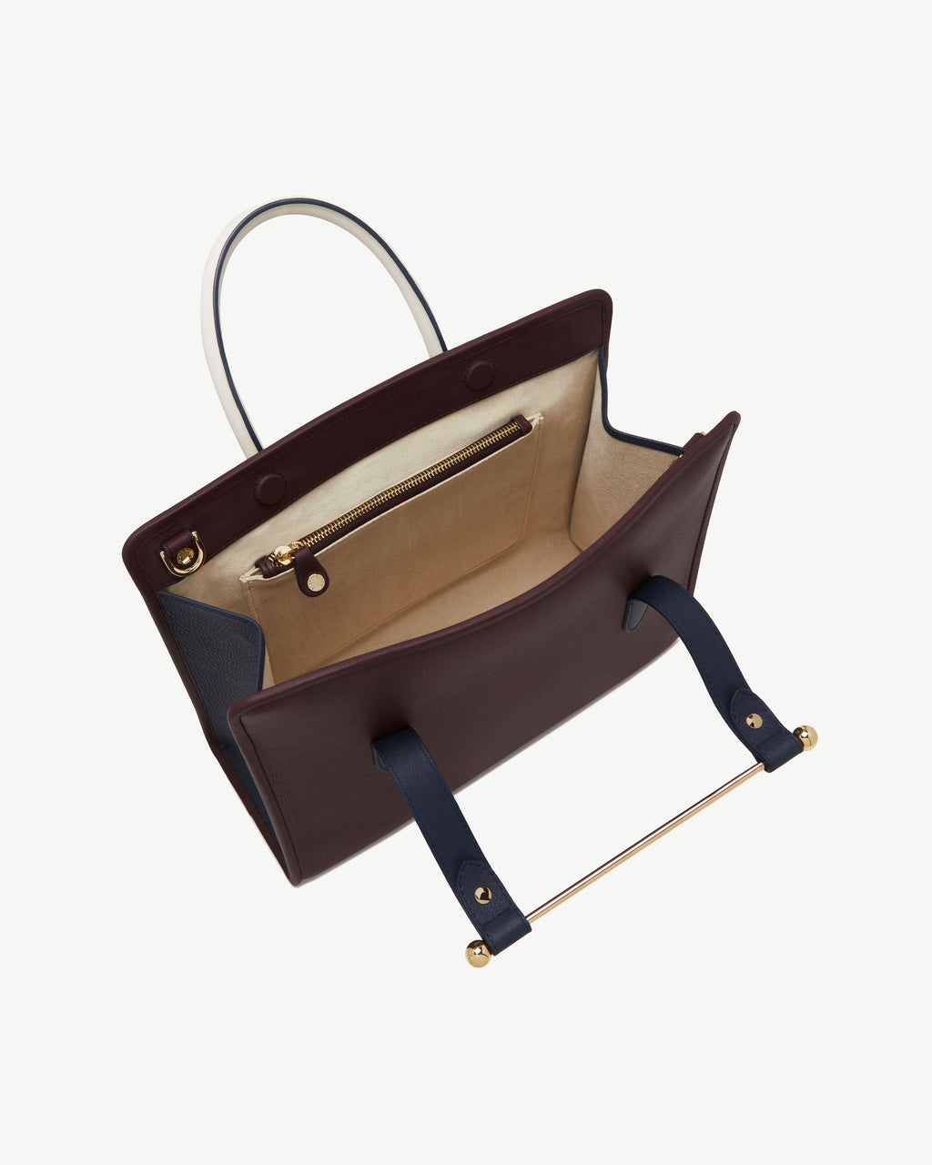 Midi Tote - Burgundy/Navy/Vanilla