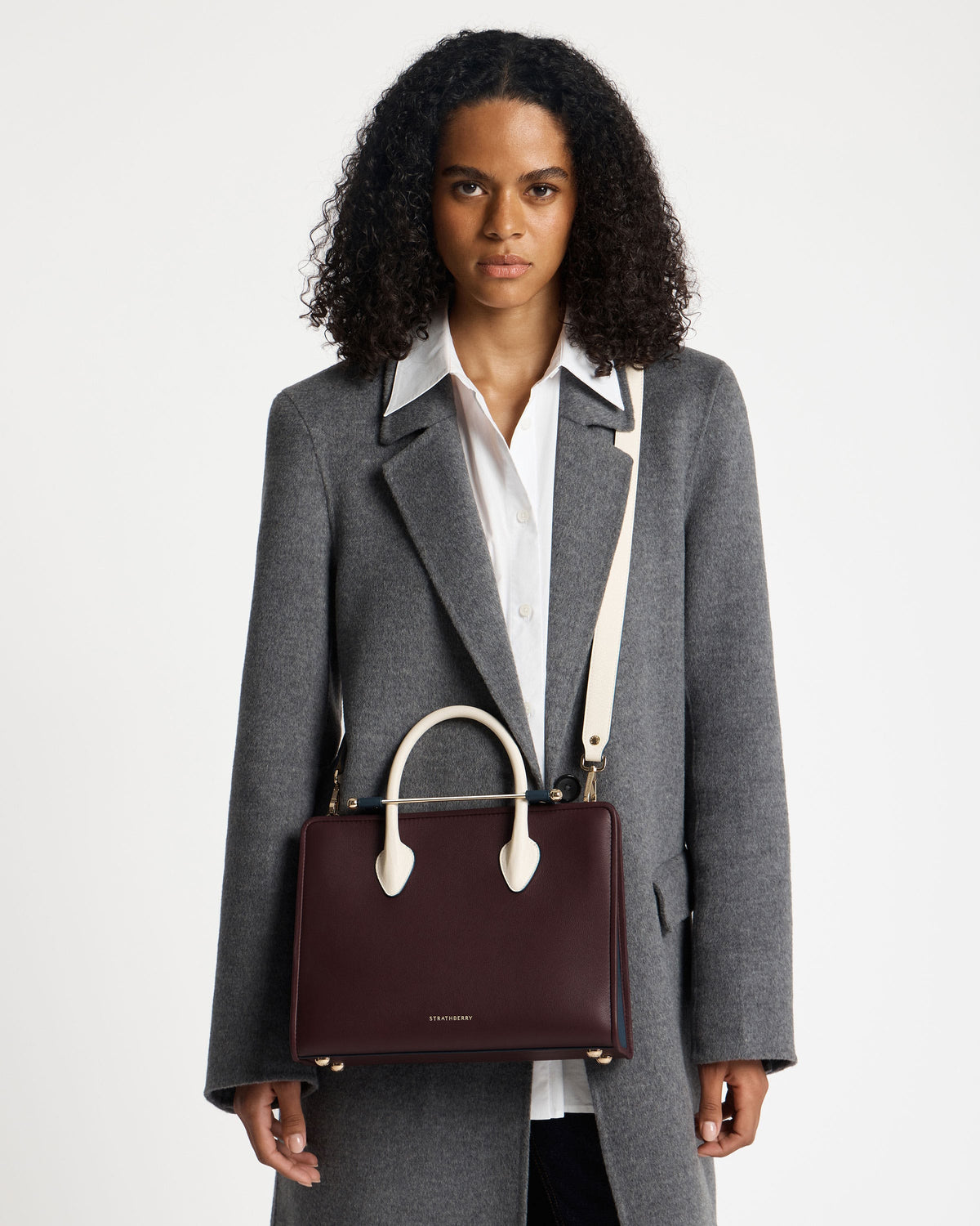 Midi Tote - Burgundy/Navy/Vanilla