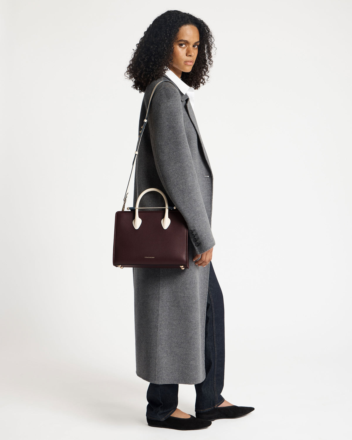 Midi Tote - Burgundy/Navy/Vanilla