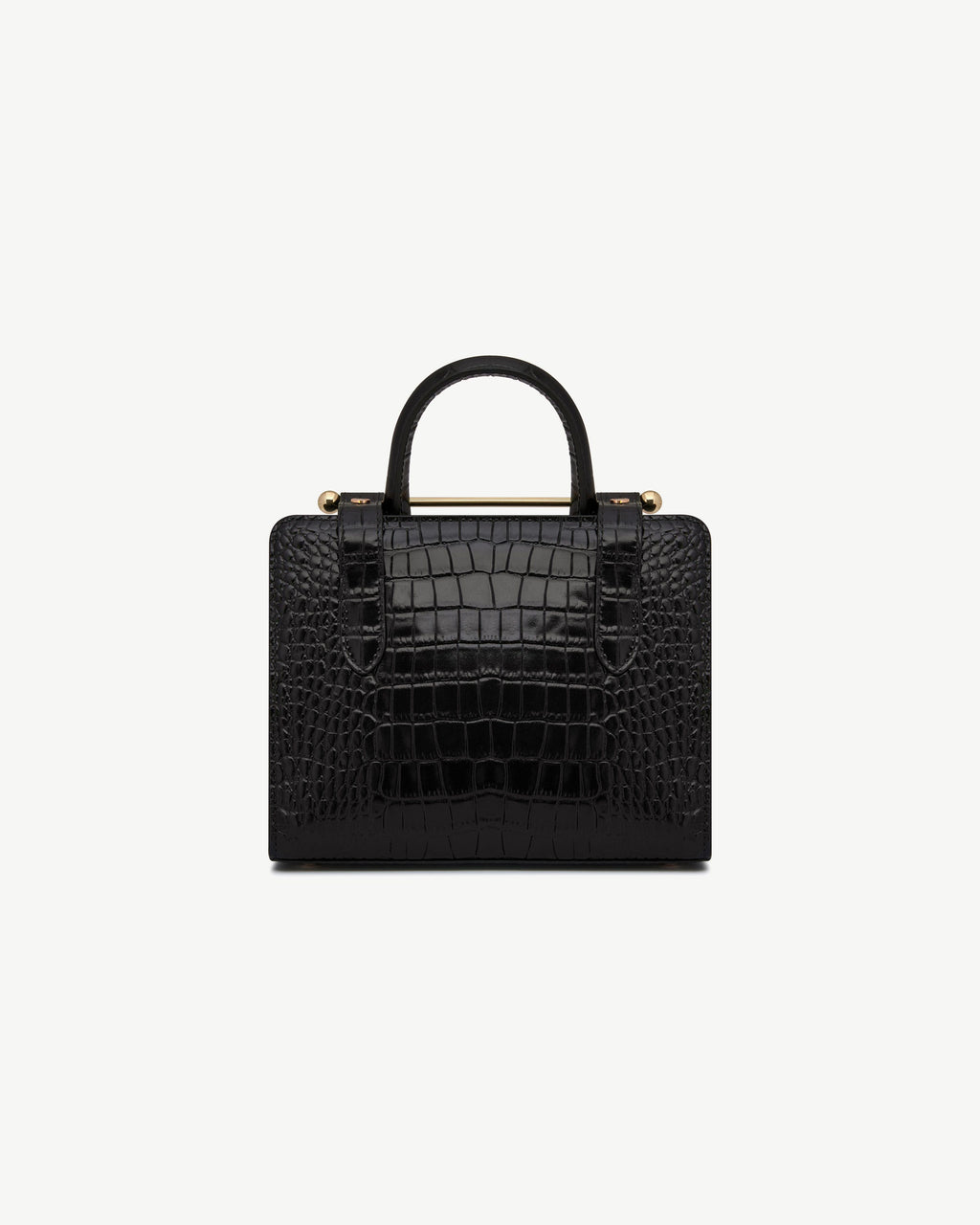 Mini Tote - Croc-Embossed Leather Black
