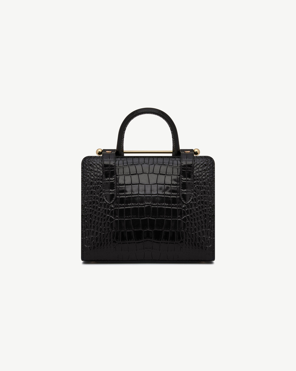 Mini Tote - Croc-Embossed Leather Black