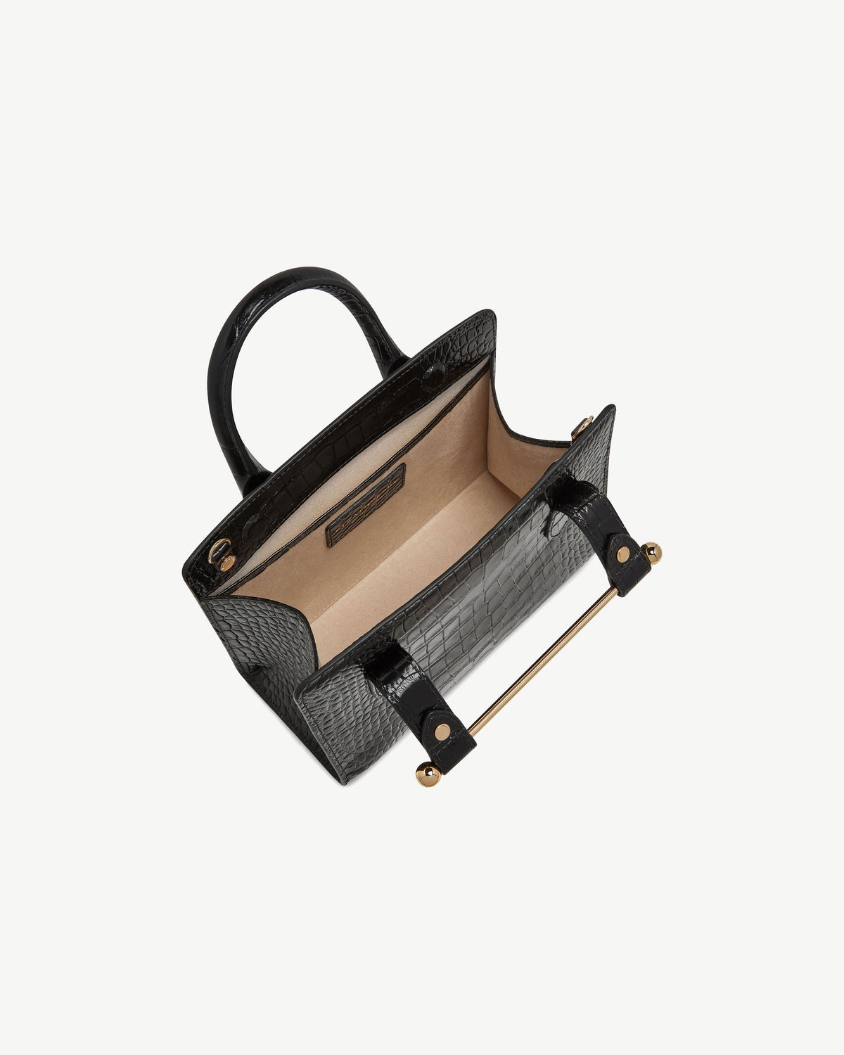 Mini Tote - Croc-Embossed Leather Black