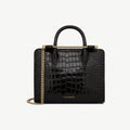 Mini Tote - Croc-Embossed Leather Black