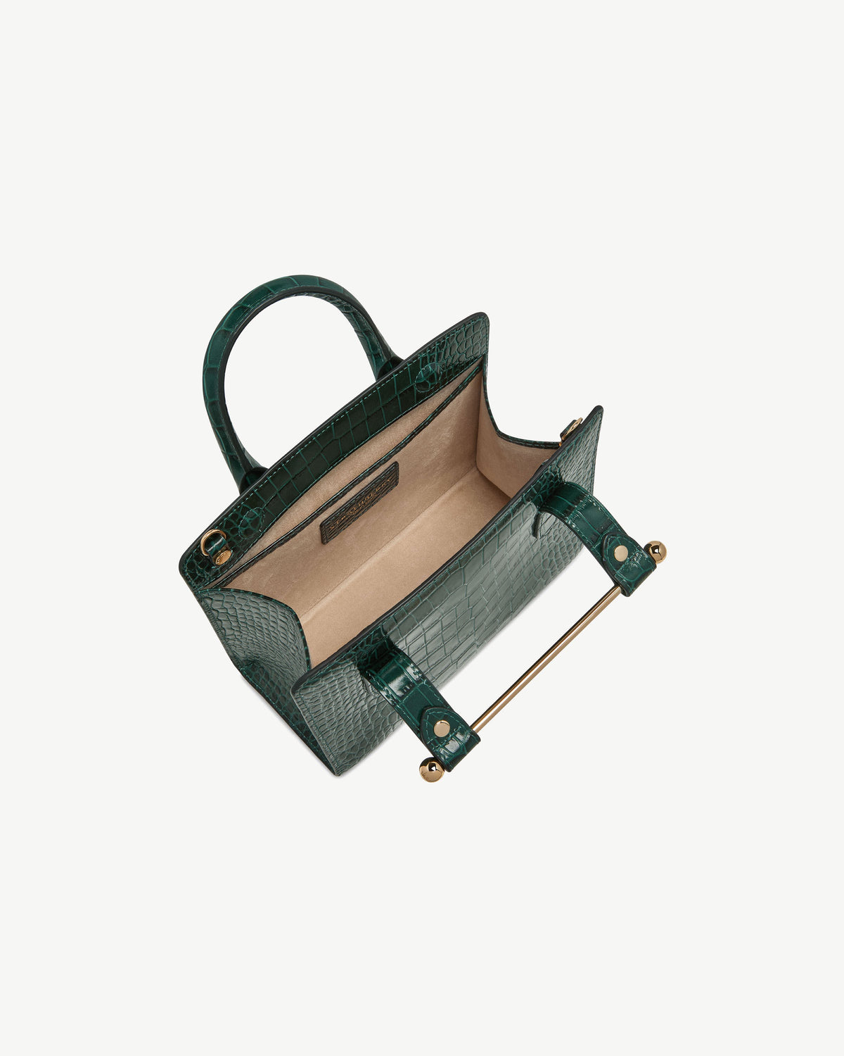 Mini Tote - Croc-Embossed Leather Bottle Green