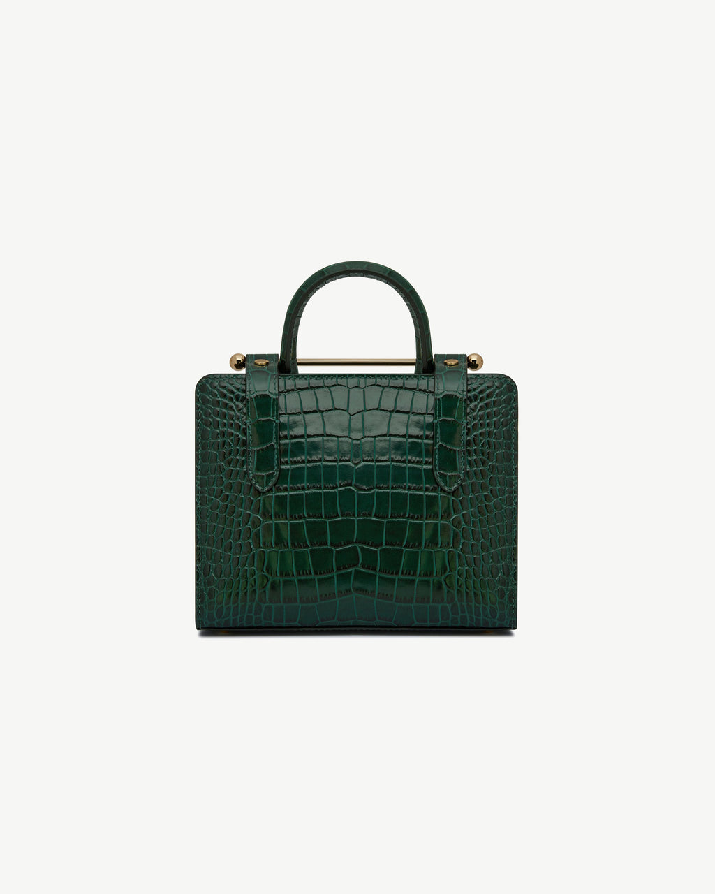 Mini Tote - Croc-Embossed Leather Bottle Green