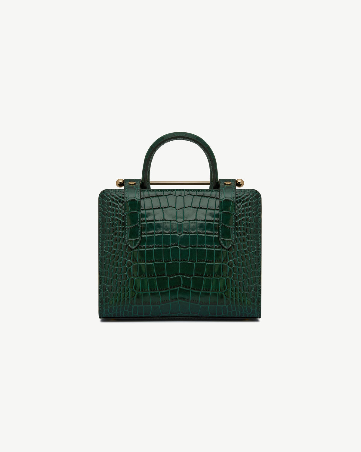Mini Tote - Croc-Embossed Leather Bottle Green