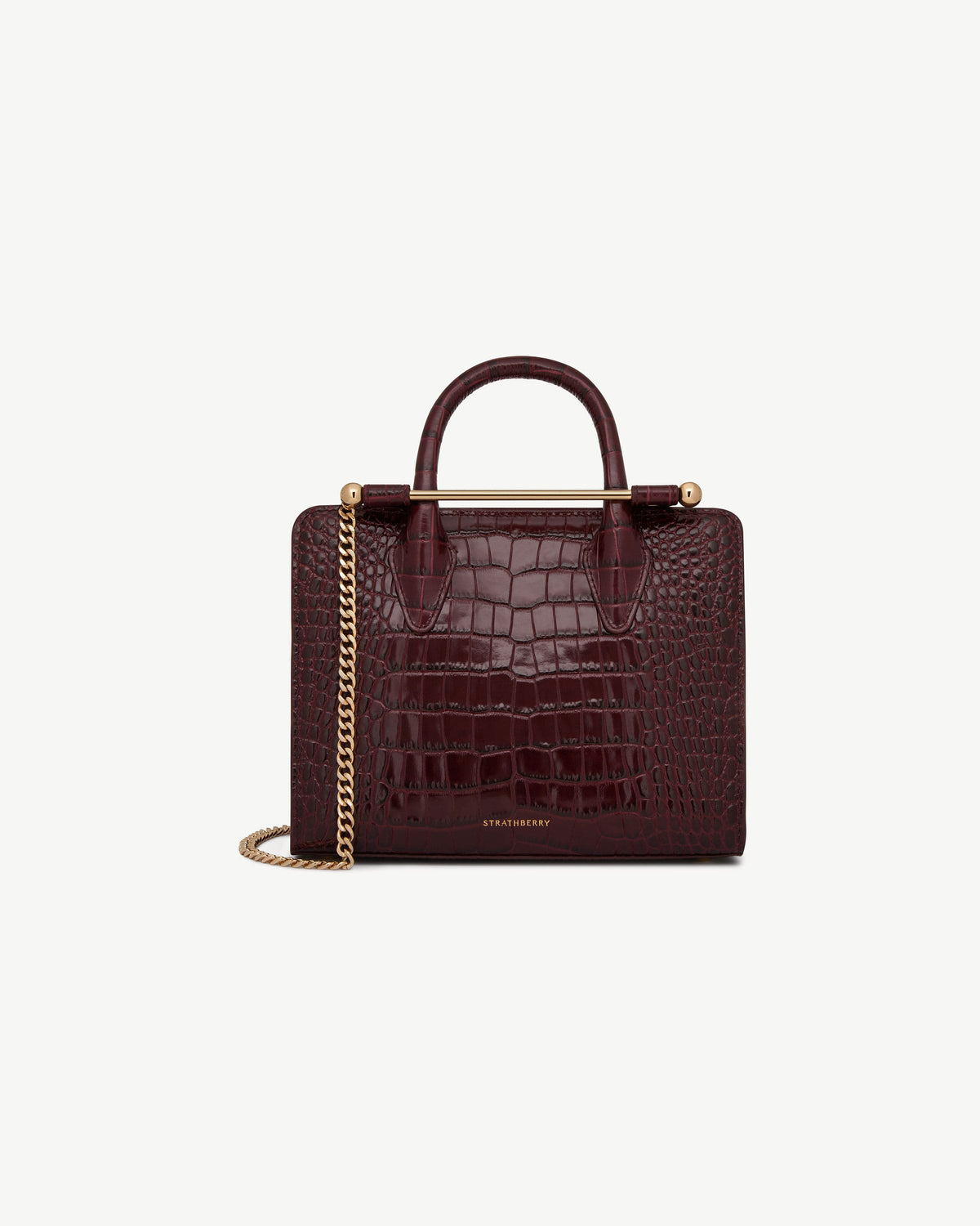 Mini Tote - Croc-Embossed Leather Burgundy