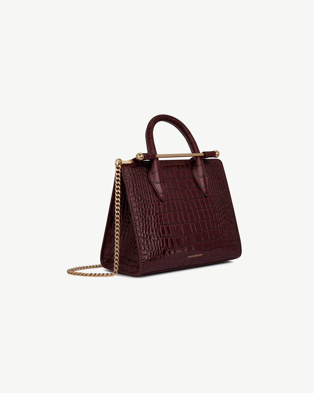 Mini Tote - Croc-Embossed Leather Burgundy