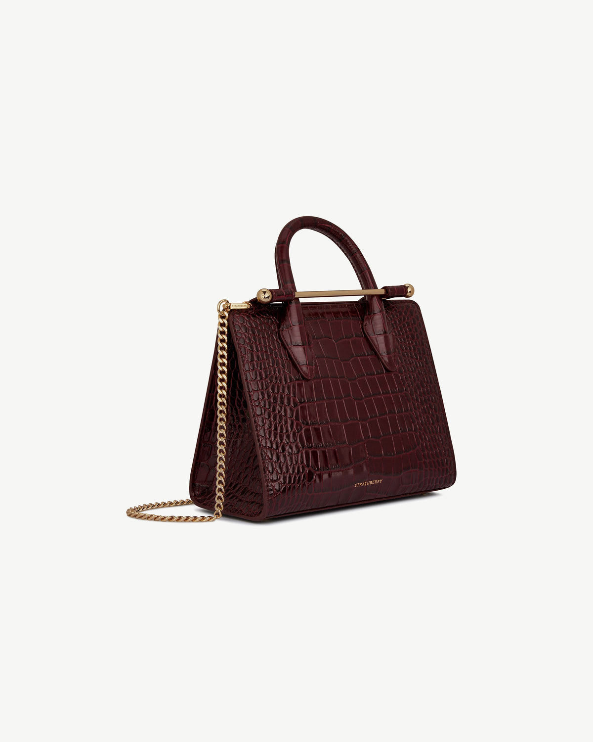 Mini Tote - Croc-Embossed Leather Burgundy