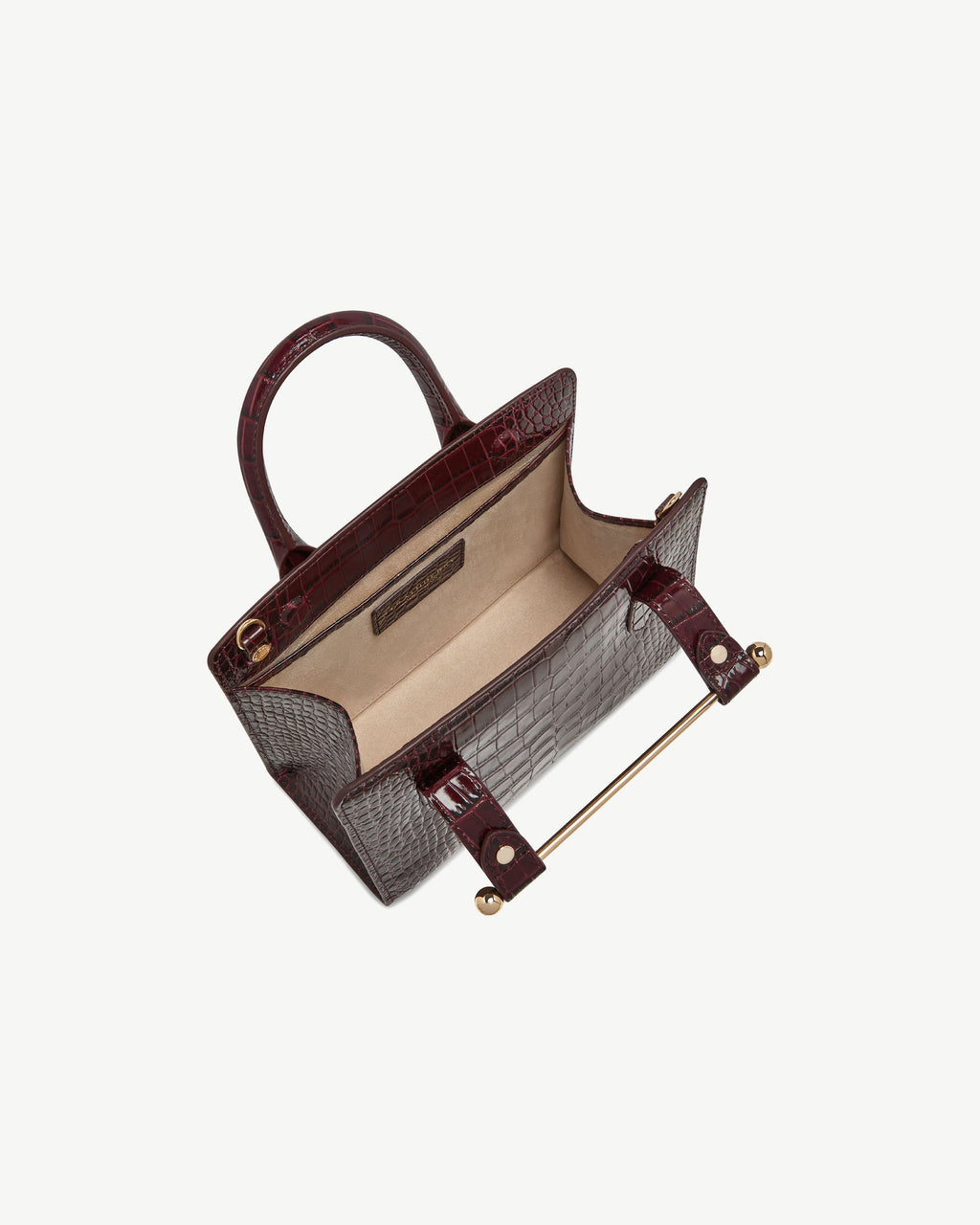 Mini Tote - Croc-Embossed Leather Burgundy