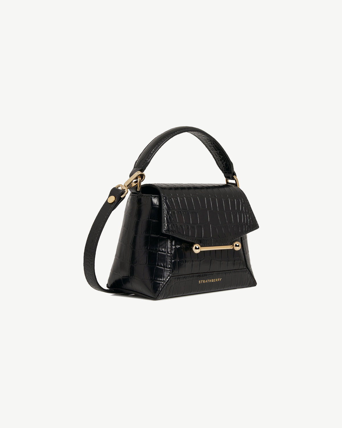 Mosaic Nano - Soft Croc-Embossed Leather Black