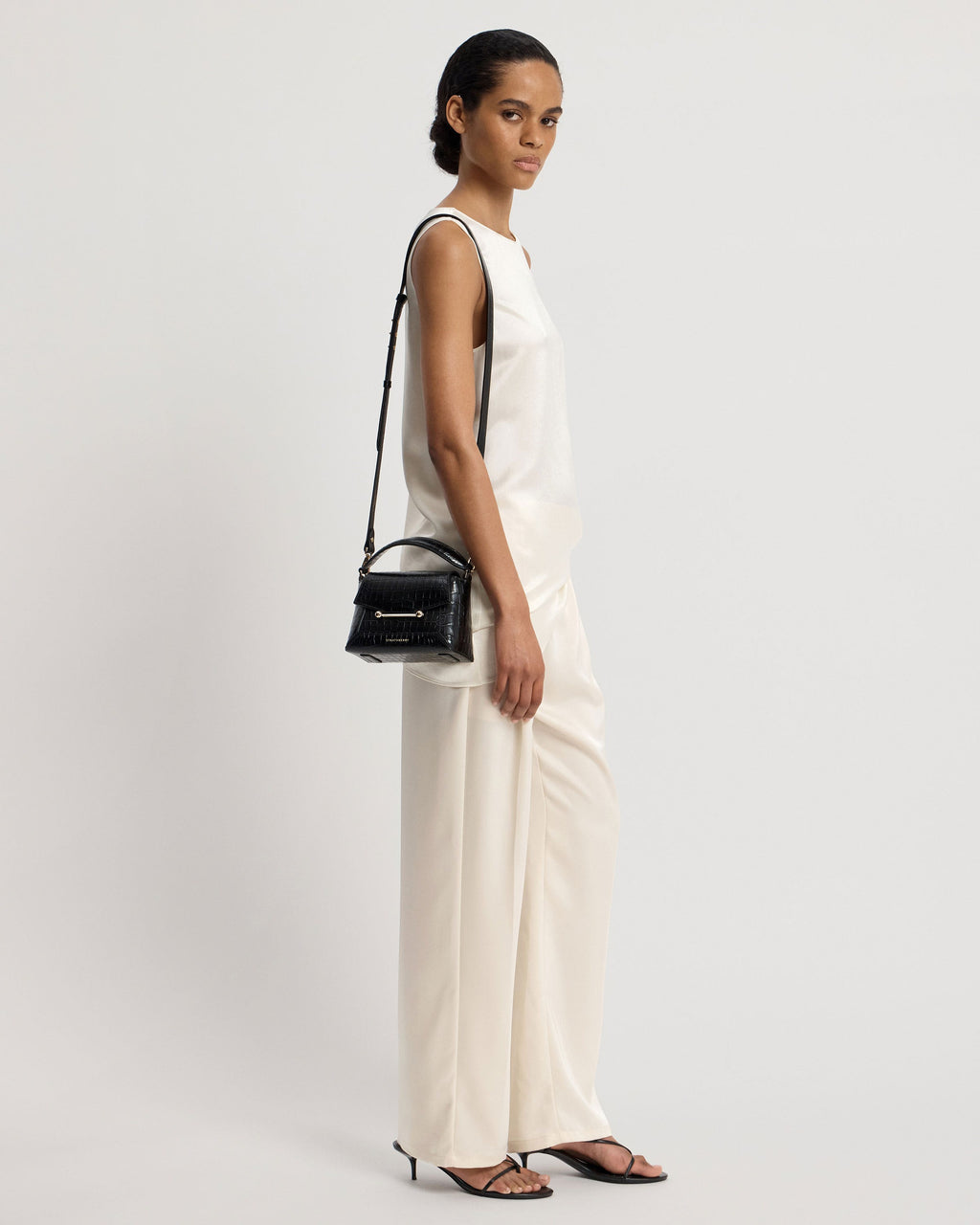 Mosaic Nano - Soft Croc-Embossed Leather Black