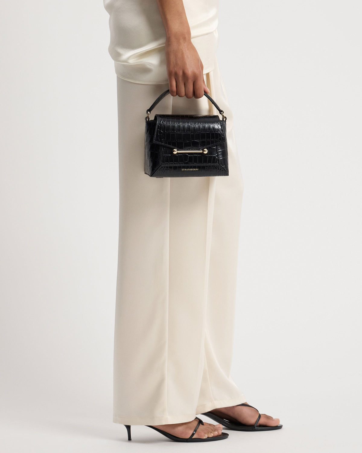 Mosaic Nano - Soft Croc-Embossed Leather Black