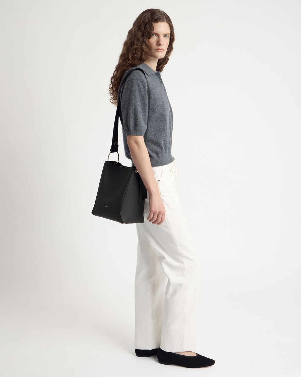 Lana Midi Bucket Bag - Black