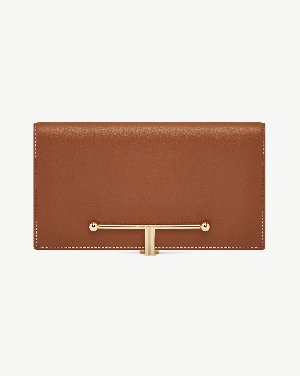 Large Melville Street Wallet - Chestnut with Vanilla Stitch