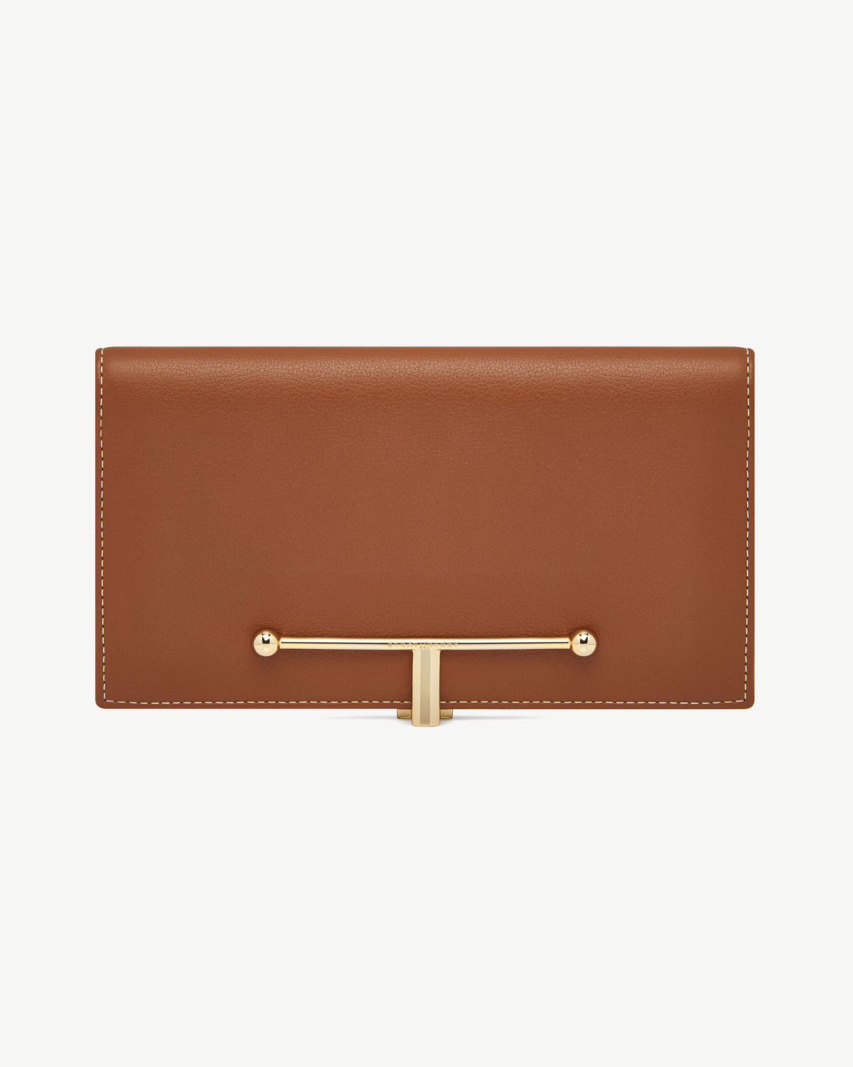 Large Melville Street Wallet - Chestnut with Vanilla Stitch