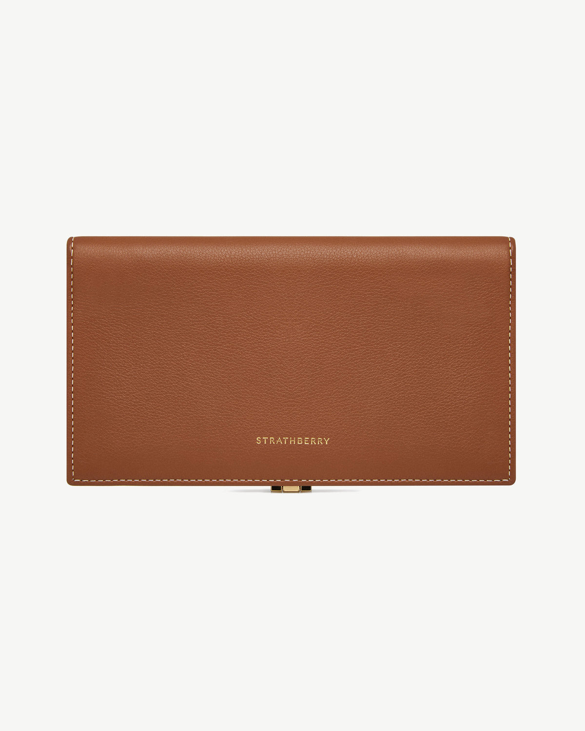 Large Melville Street Wallet - Chestnut with Vanilla Stitch