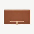 Large Melville Street Wallet - Chestnut with Vanilla Stitch