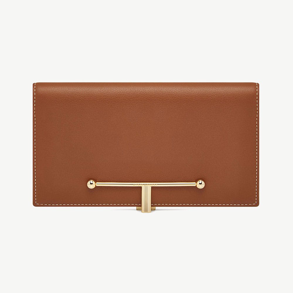 Large Melville Street Wallet - Chestnut with Vanilla Stitch
