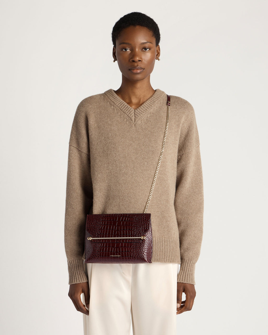 Stylist - Croc-Embossed Leather Burgundy