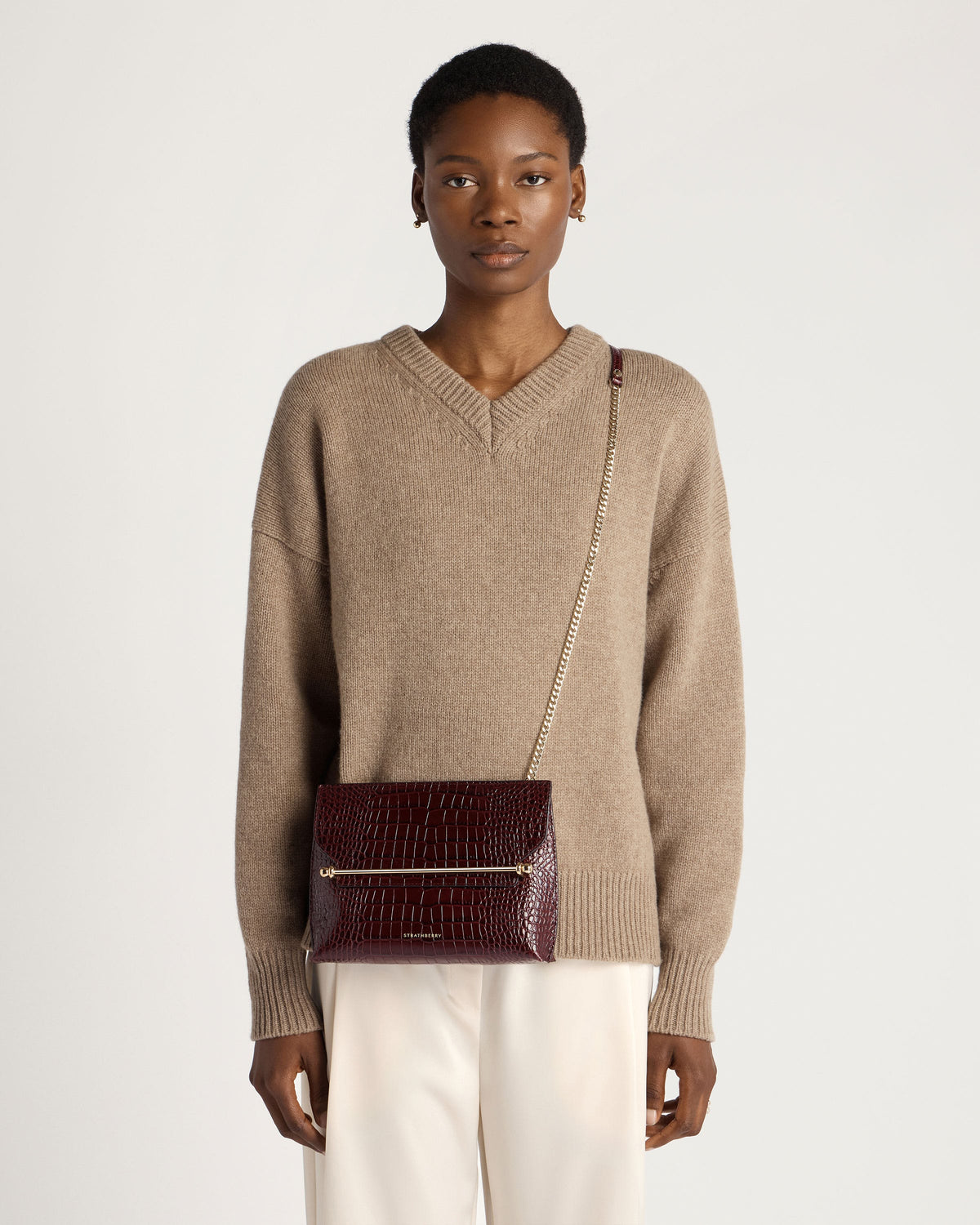 Stylist - Croc-Embossed Leather Burgundy