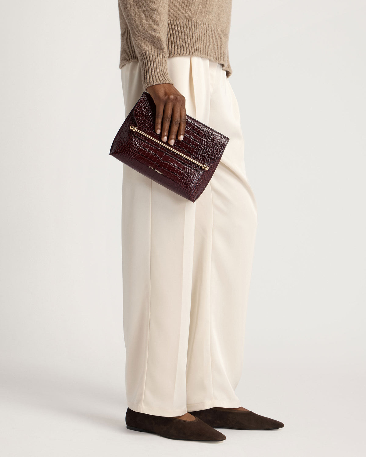 Stylist - Croc-Embossed Leather Burgundy