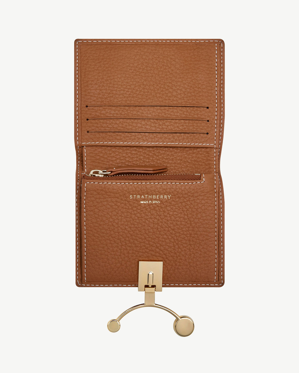 Crescent Wallet - Tan with Vanilla Stitch