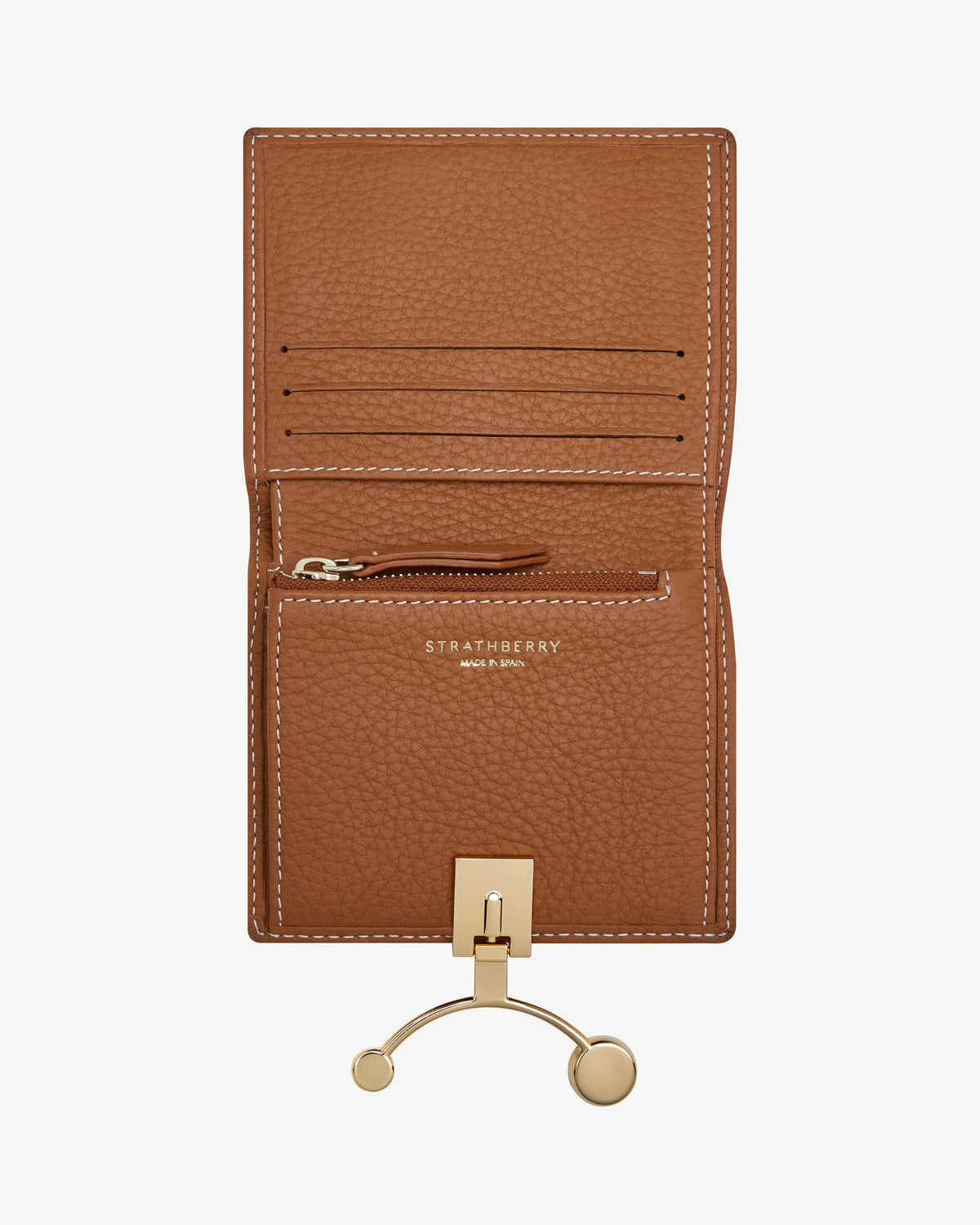Crescent Wallet - Tan with Vanilla Stitch
