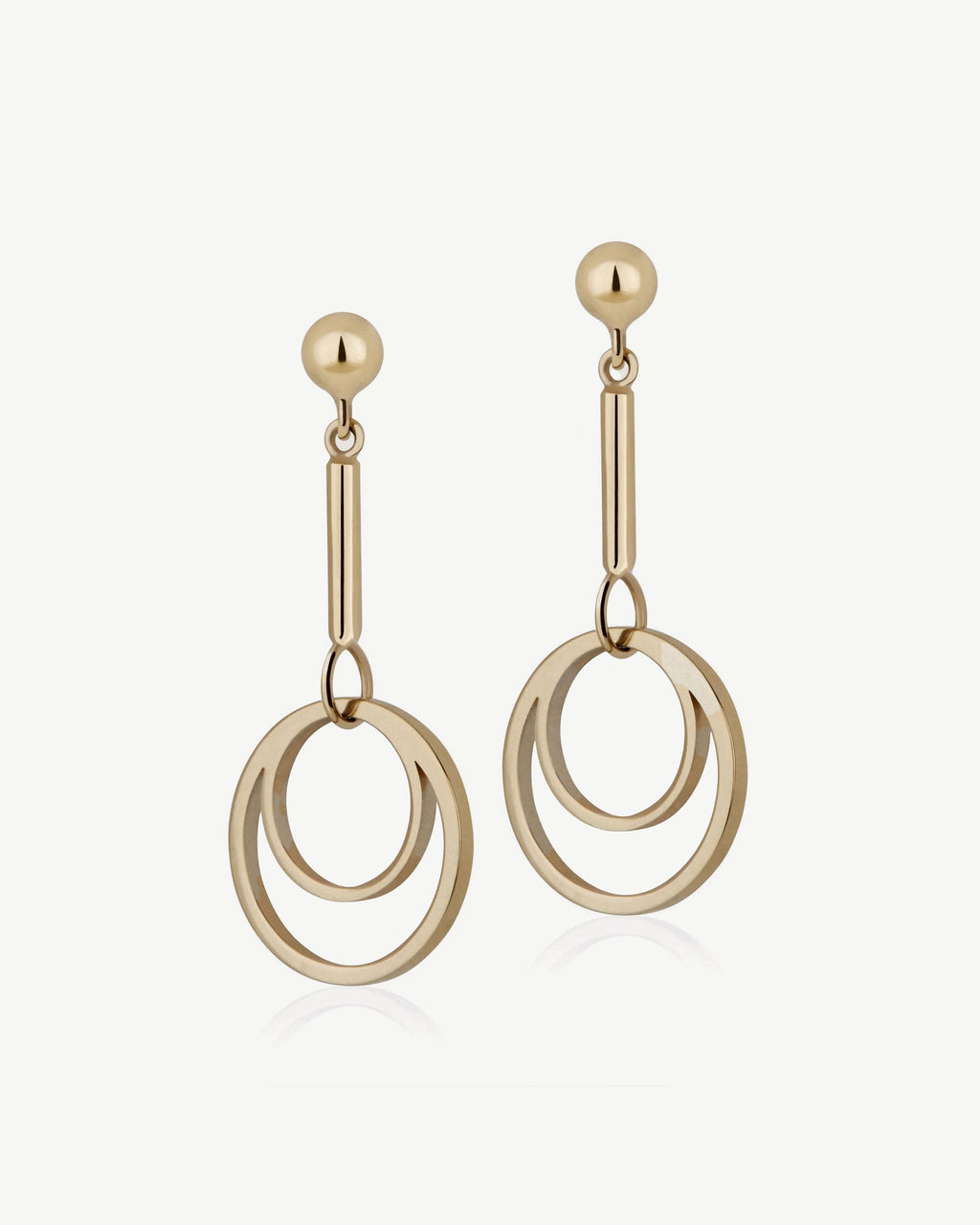 Circle Drop Earrings - 22 Carat Gold Gilded