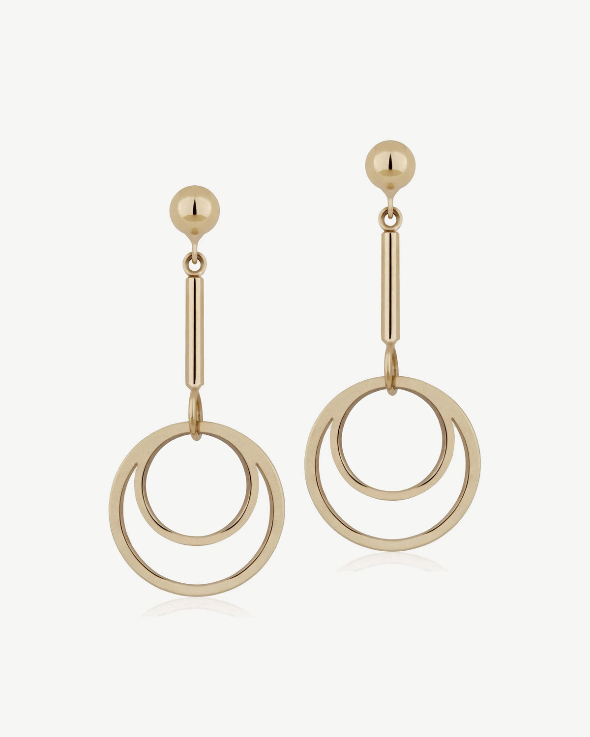 Circle Drop Earrings - 22 Carat Gold Gilded