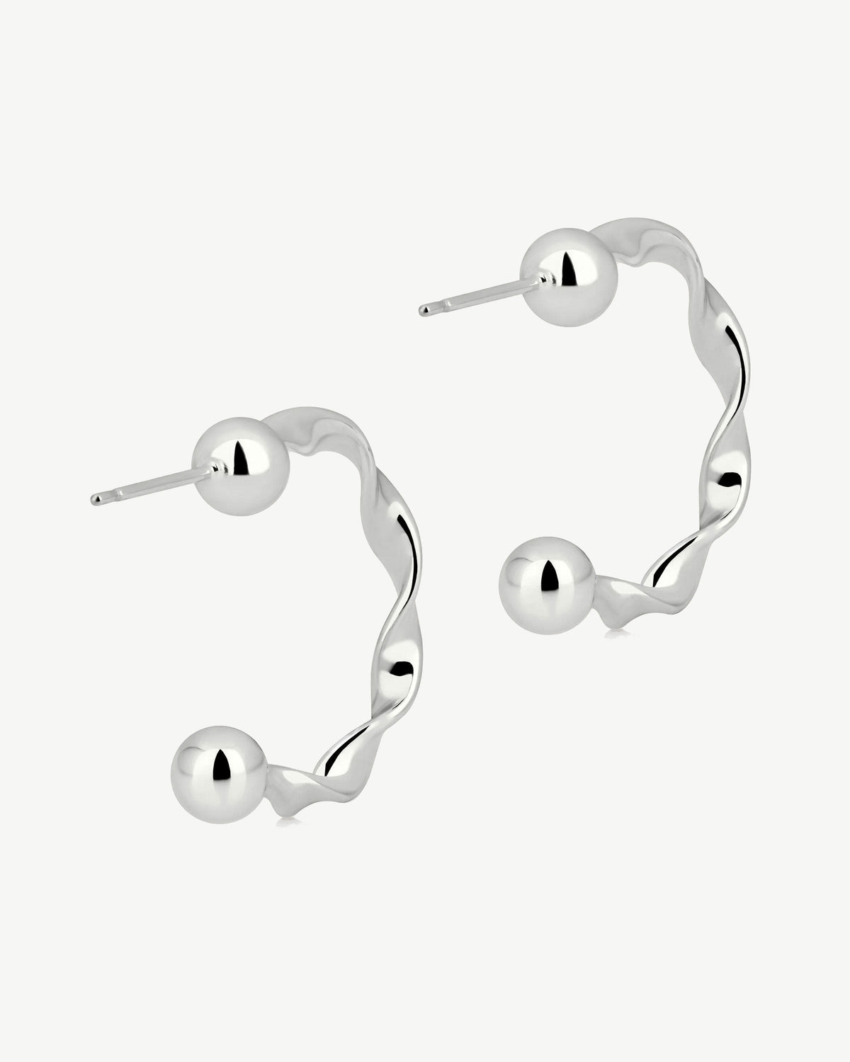 Crescent Twisted Hoop - Sterling Silver