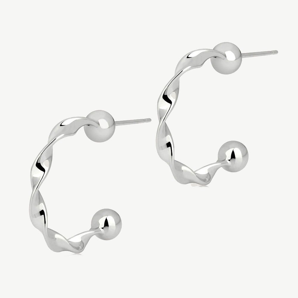 Crescent Twisted Hoop - Sterling Silver