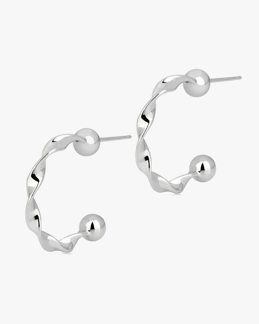 Crescent Twisted Hoop - Sterling Silver