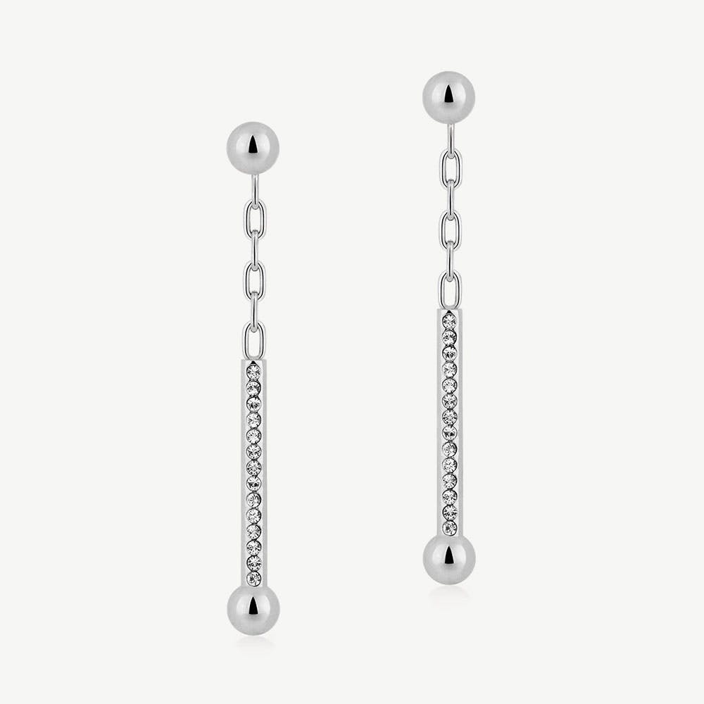 Crystal Music Drop Earrings - Silver