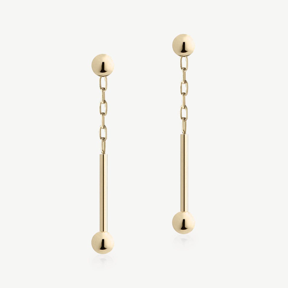 Music Bar Drop Earrings - 22 Carat Gold Gilded