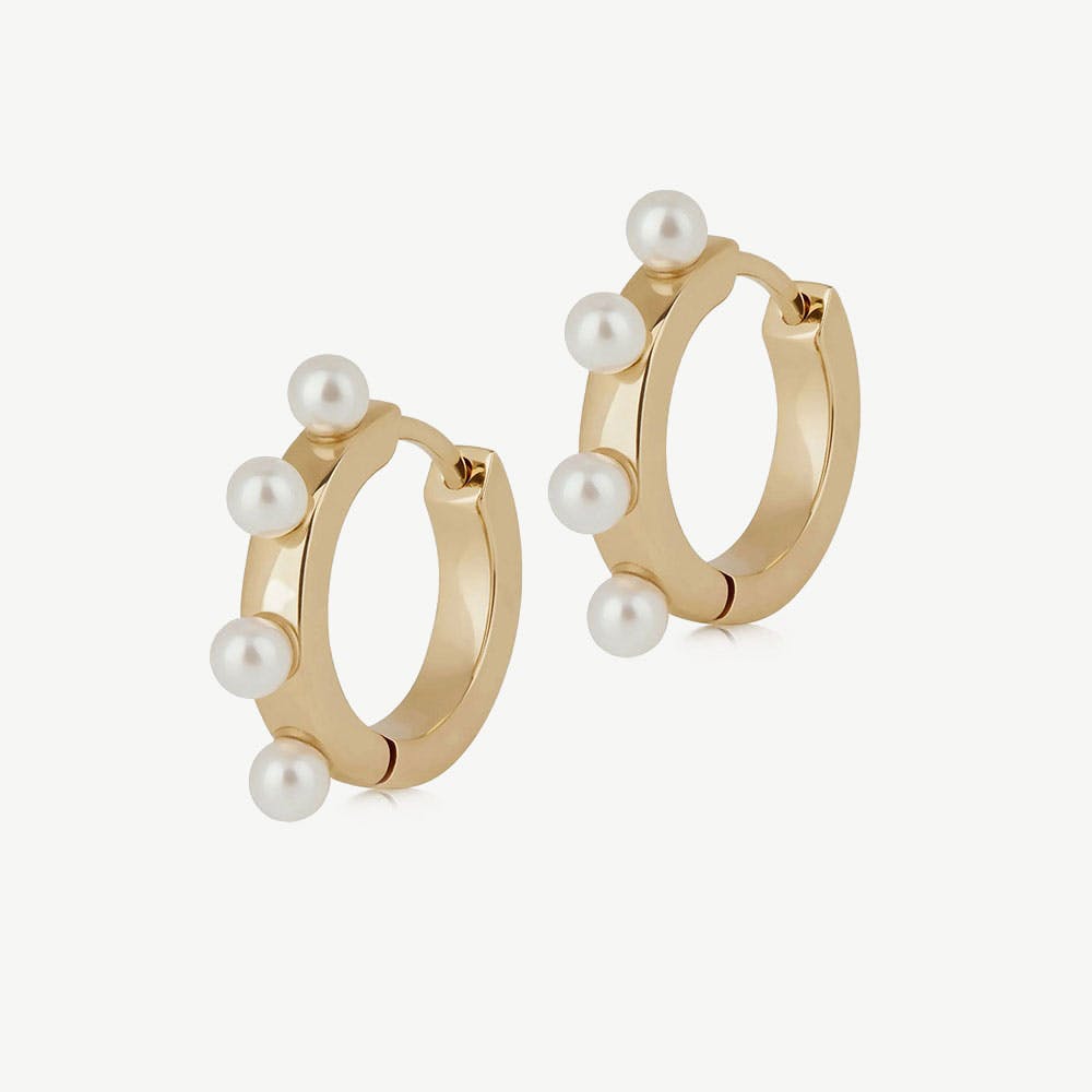 Pearl Huggies - 22 Carat Gold Gilded
