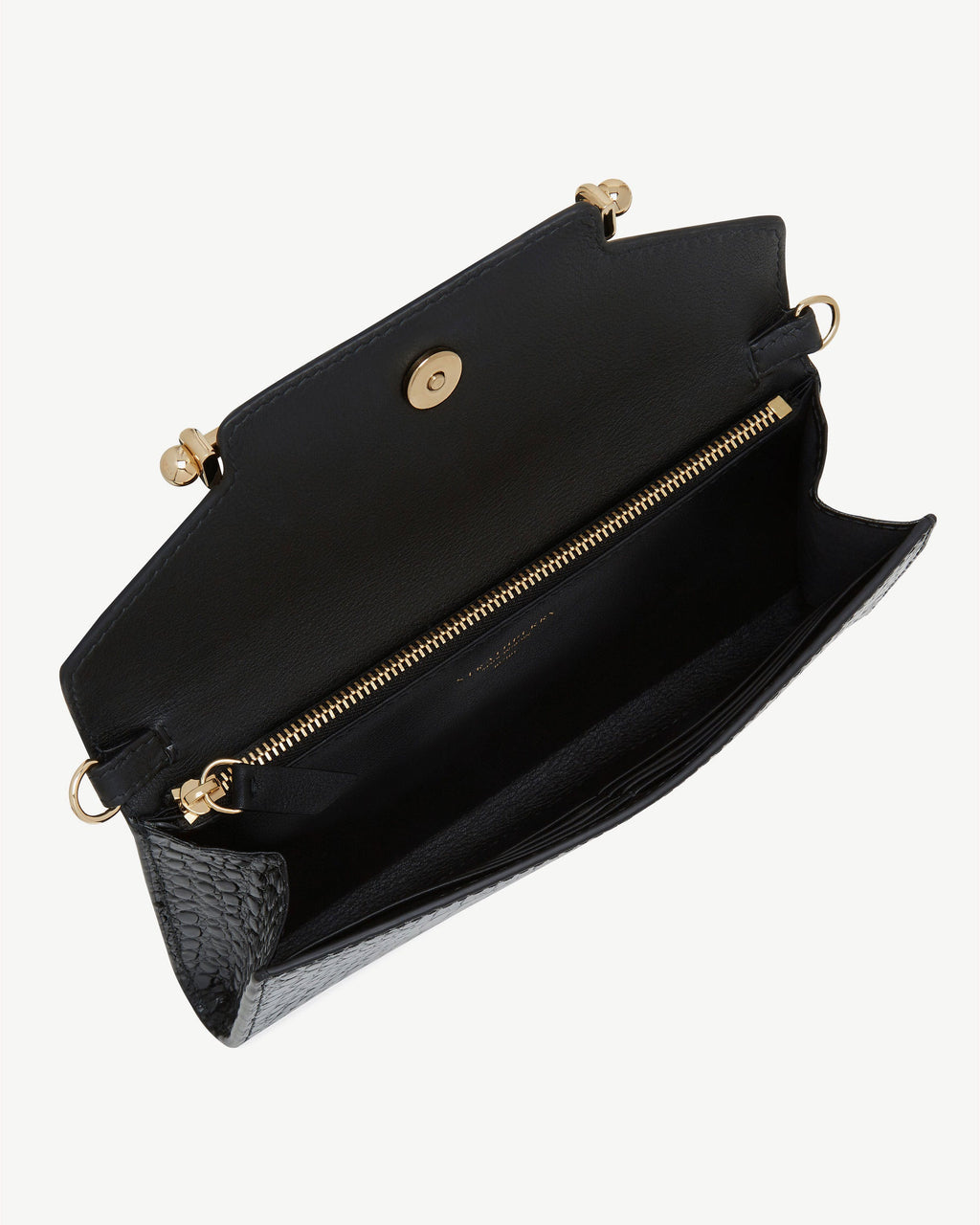 Multrees Chain Wallet - Croc-Embossed Leather Black
