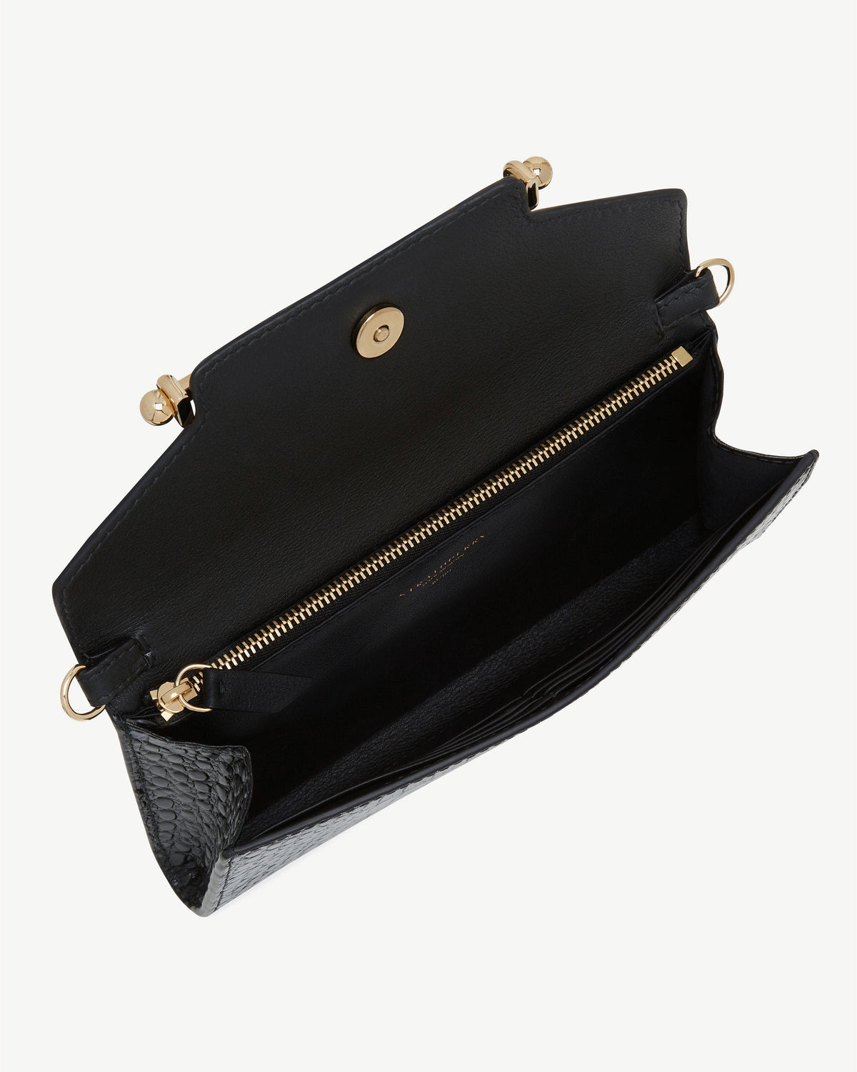 Multrees Chain Wallet - Croc-Embossed Leather Black