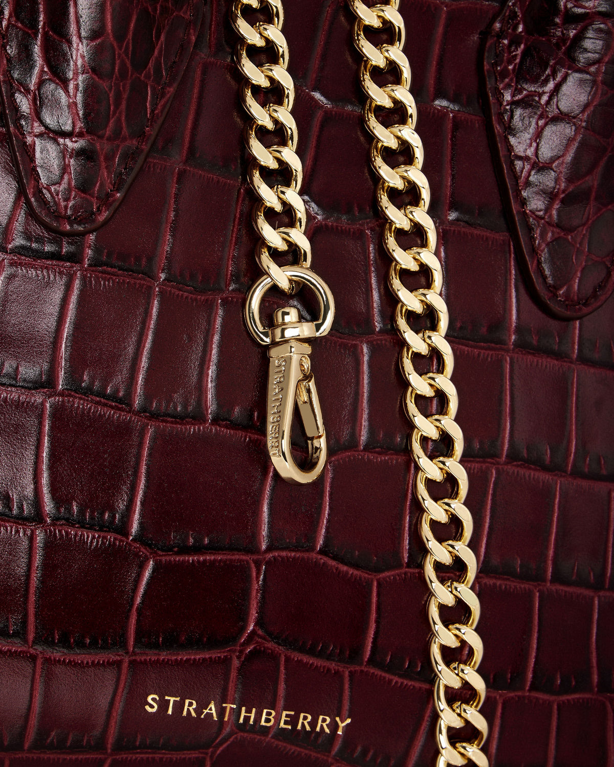 Nano Tote - Croc-Embossed Leather Burgundy