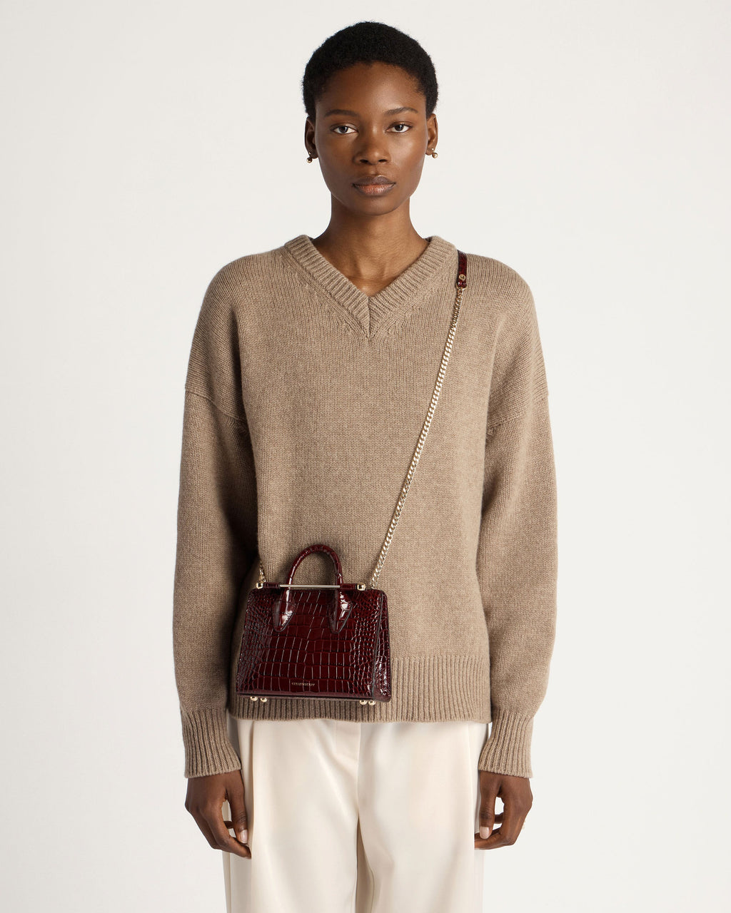 Nano Tote - Croc-Embossed Leather Burgundy