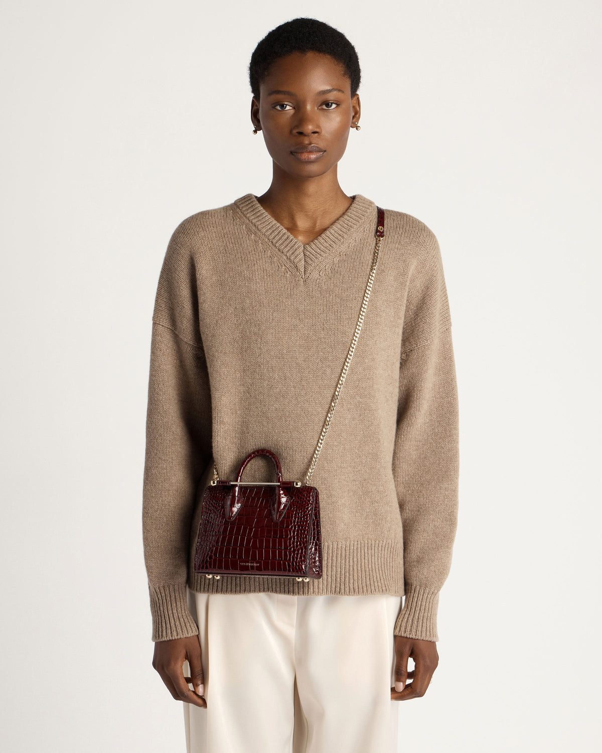 Nano Tote - Croc-Embossed Leather Burgundy