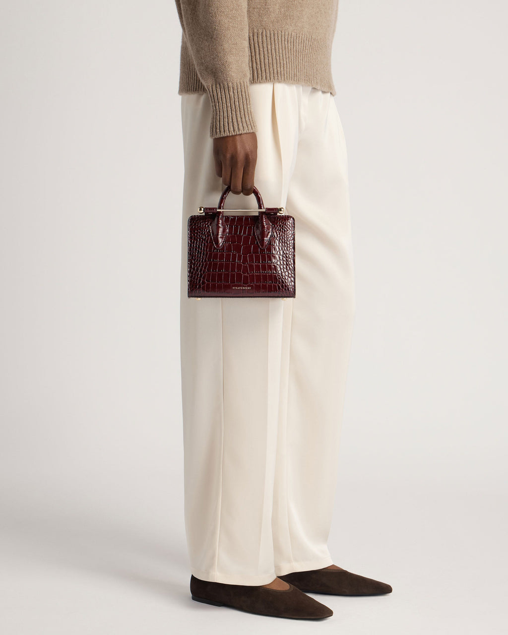 Nano Tote - Croc-Embossed Leather Burgundy