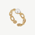 Pearl Link Ring - 22 Carat Gold Gilded