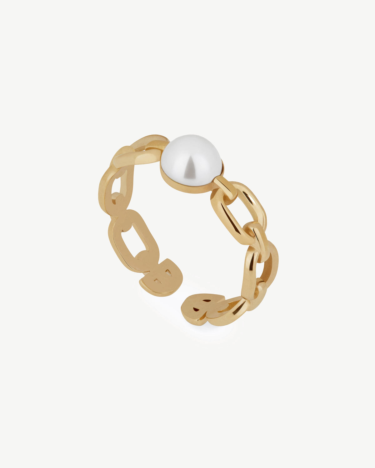 Pearl Link Ring - 22 Carat Gold Gilded