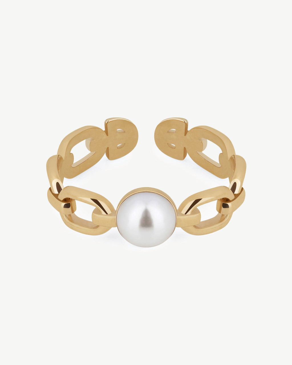 Pearl Link Ring - 22 Carat Gold Gilded