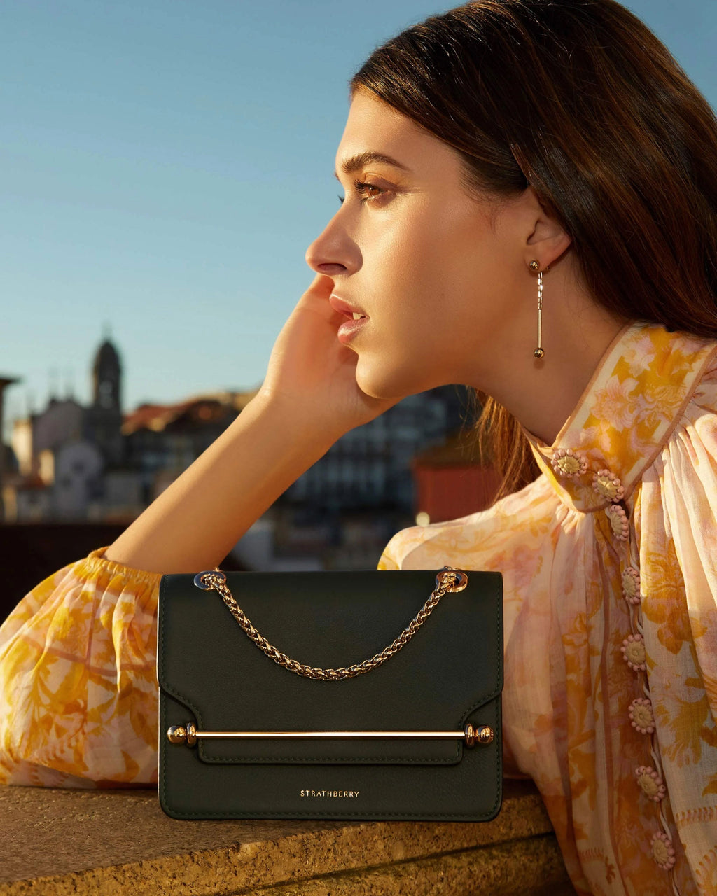 Music Bar Drop Earrings - 22 Carat Gold Gilded