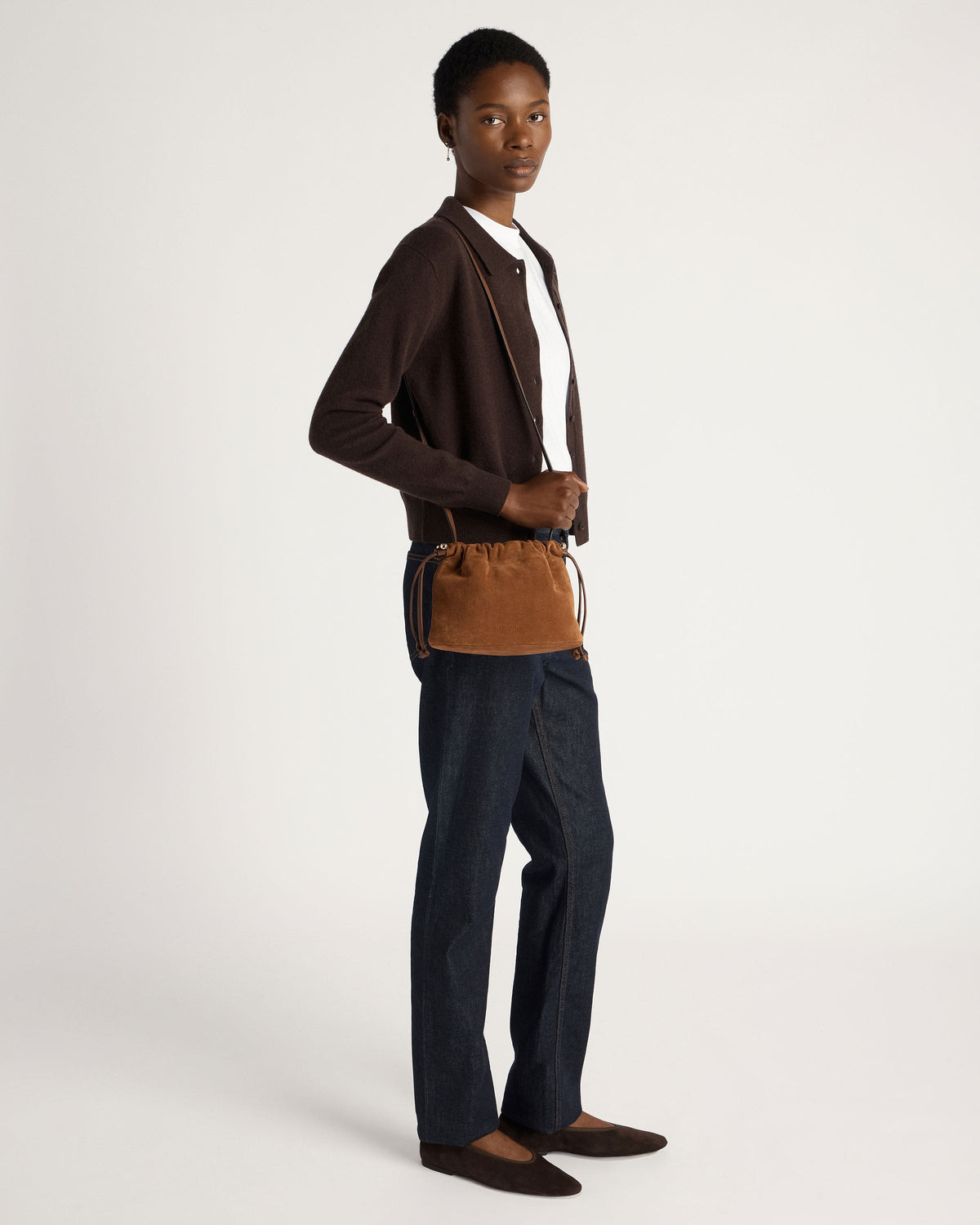Charlotte Drawstring - Tan Suede